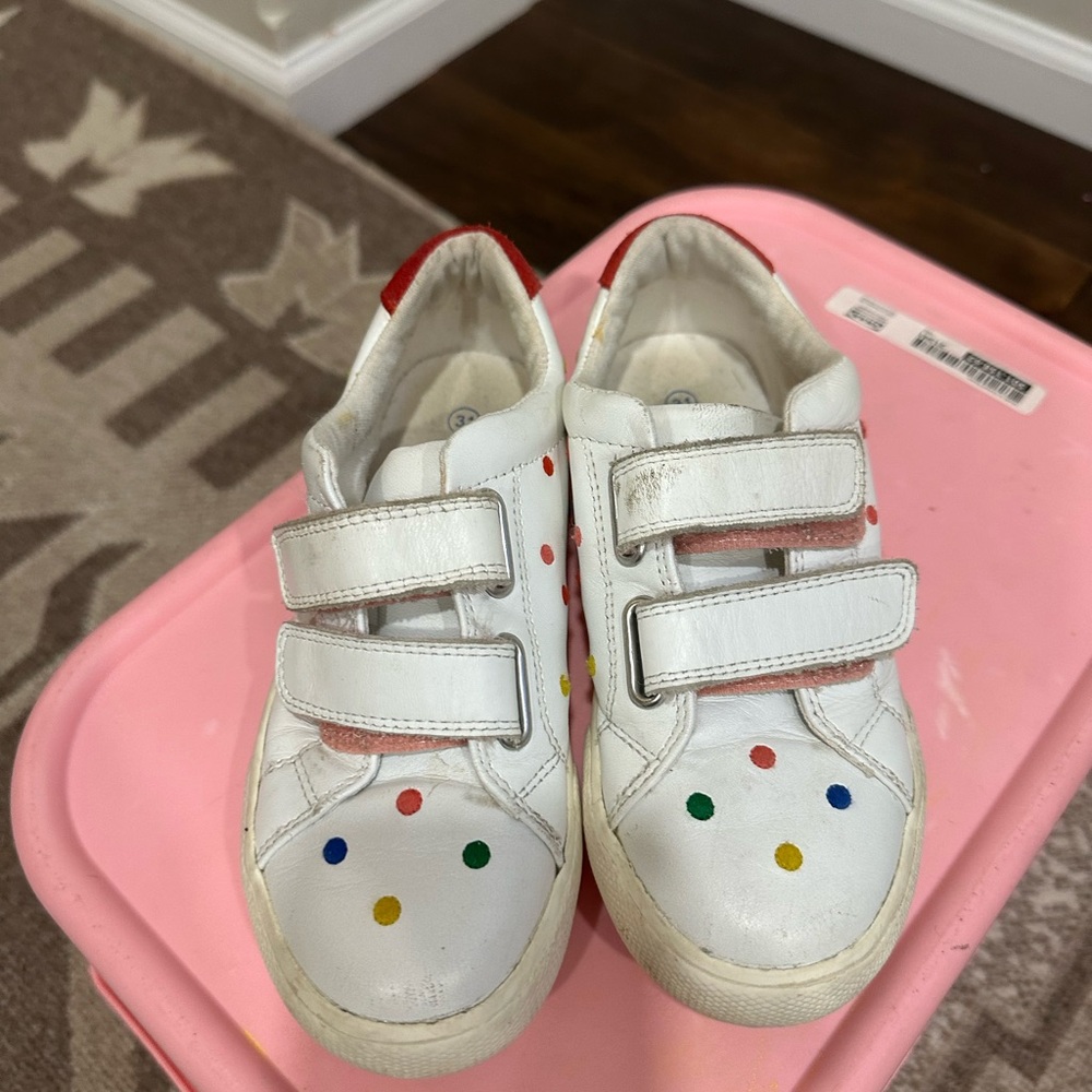 Mini Boden White Sneakers with Colorful Dots